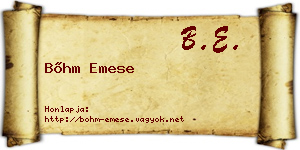 Bőhm Emese névjegykártya